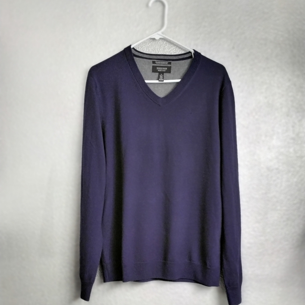 Nordstrom Men's Shop Purple 100% Extra Fine Merino Wool